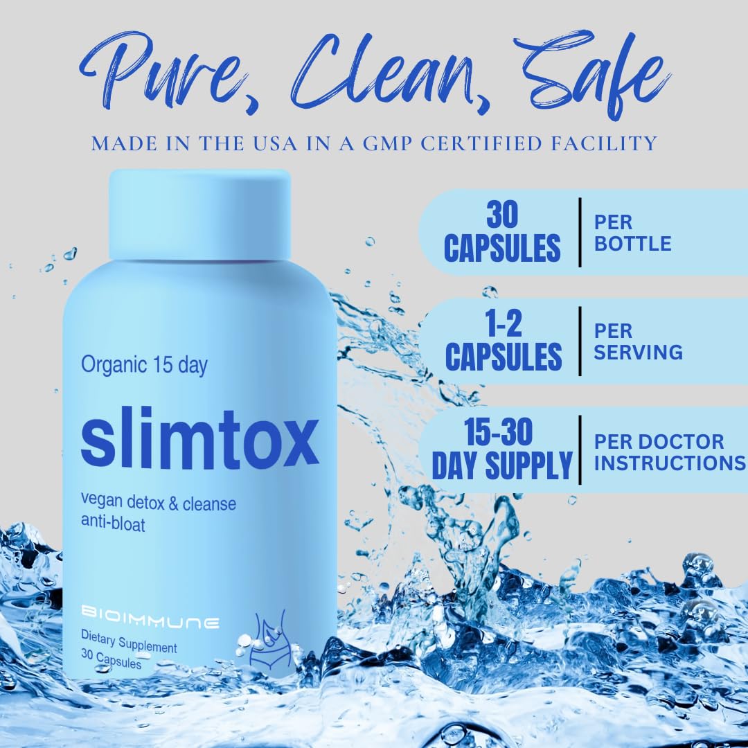 BioImmune Slimtox™ Organic 15 Day Colon Cleanse & Detox for Flat Stomach Less Bloat & LBS w/Probiotics - Constipation Relief - Flushes Toxins, Boosts Energy - dailyvitalstore