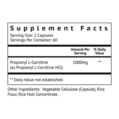 Biolor High Absorption Propionyl-L-Carnitine (PLCAR) No Artificial Fillers - Effective Propionyl L Carnitine HCL Supplement to Support Blood Circulation - 120 Capsules - dailyvitalstore