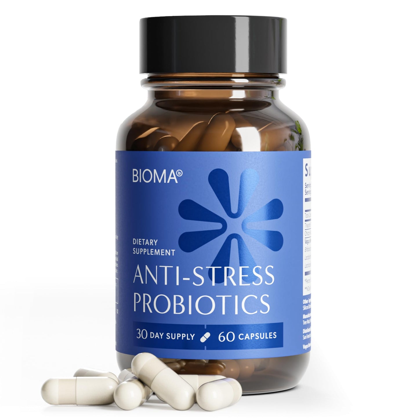 BIOMA Anti-Stress Probiotics – 3-in-1 Gut-Brain Axis Support for Stress Relief & Mood – Prebiotics, Postbiotics & Clinically Studied Strains – Vagus Nerve - dailyvitalstore