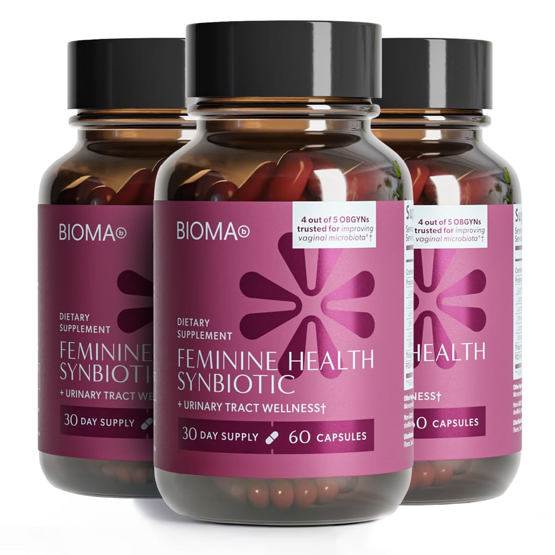 BIOMA Feminine Health Synbiotic - Women's Health Supplement for Healthy Vaginal pH, Urinary Tract & Digestive Support - with Probiotics, Cranberry & Tributyrin - 180 Capsules (3 Pack, 90-Day Supply) - dailyvitalstore