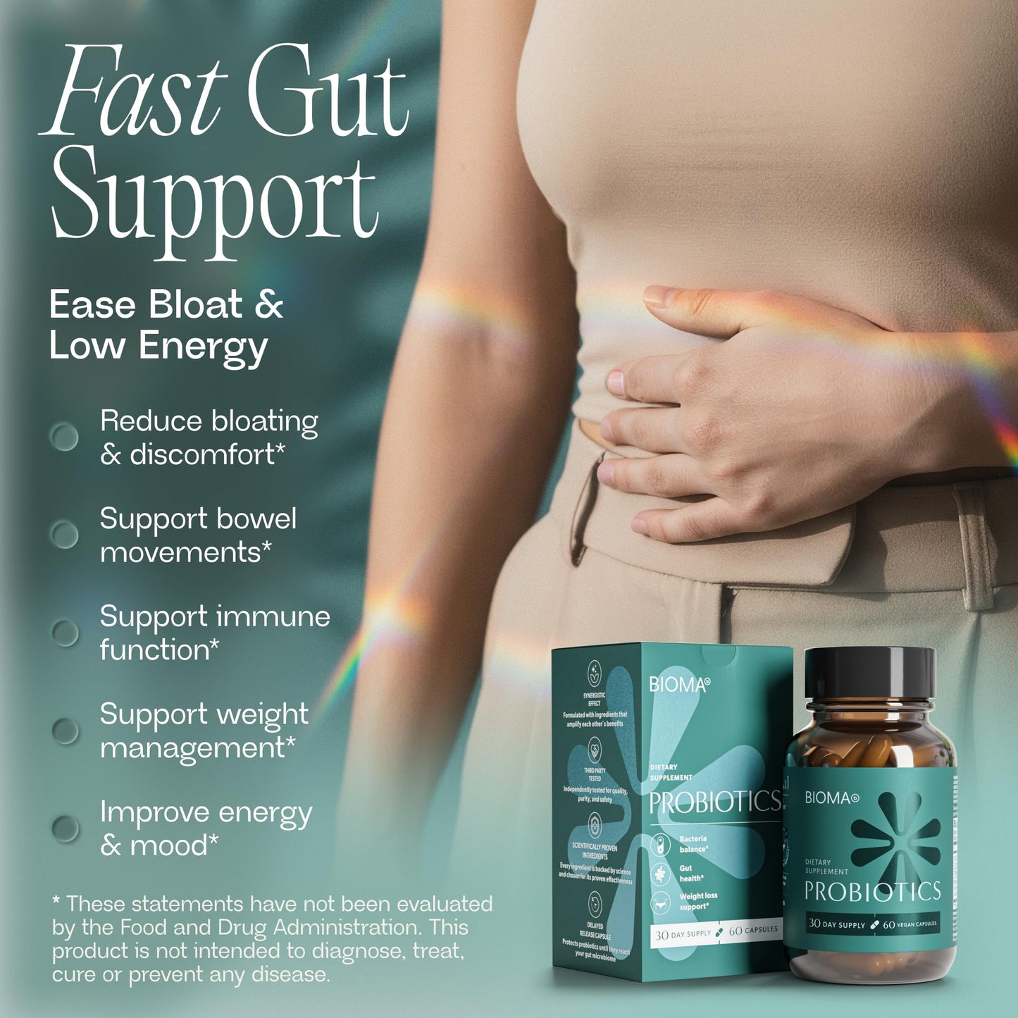 BIOMA Probiotics - Digestive Health Probiotic - Gut Support for Men & Women with Xylooligosaccharides, Tributyrin & Bifidobacterium - Vegan & Gluten Free - dailyvitalstore