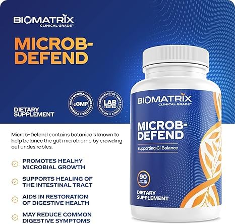 BioMatrix Biofilm Disruptor, GI Repair Digestive Supplement for Men and Women, Oil of Thyme, Oregano & Clove, Gut Microbiome & Intestinal Health Support | Microb-Defend (90 Softgels) - dailyvitalstore