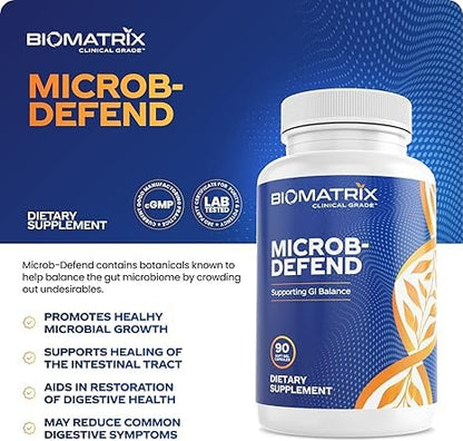 BioMatrix Biofilm Disruptor, GI Repair Digestive Supplement for Men and Women, Oil of Thyme, Oregano & Clove, Gut Microbiome & Intestinal Health Support | Microb-Defend (90 Softgels) - dailyvitalstore