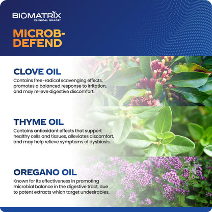 BioMatrix Biofilm Disruptor, GI Repair Digestive Supplement for Men and Women, Oil of Thyme, Oregano & Clove, Gut Microbiome & Intestinal Health Support | Microb-Defend (90 Softgels) - dailyvitalstore