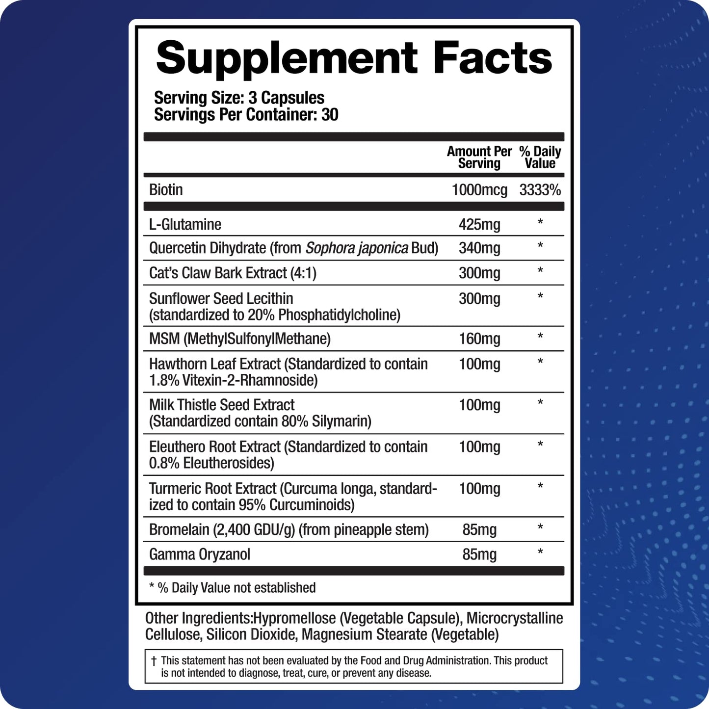 BioMatrix Leaky Gut Repair Supplement w/Glutamine, Quercetin, Cat's Claw, MSM, SIBO, Prebiotic Support, Intestinal Barrier Revive for Men and Women | 60-Day Supply – Leaky Gut-X - dailyvitalstore