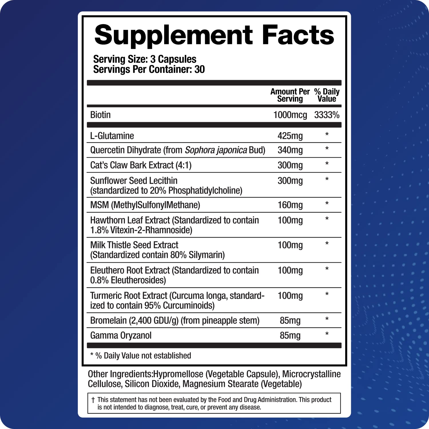 BioMatrix Leaky Gut Repair Supplement w/Glutamine, Quercetin, Cat's Claw, MSM, SIBO, Prebiotic Support, Intestinal Barrier Revive for Men and Women | 60-Day Supply – Leaky Gut-X - dailyvitalstore