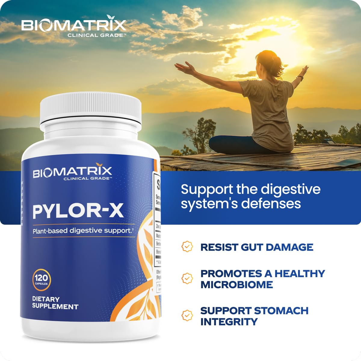 BioMatrix Pylor-X Gut Health Supplement – Mastic Gum, Berberine, Zinc Carnosine & Bismuth Salts for Gastric Support, Digestive Comfort, Stomach Lining Protection - (120 Capsules) 30-60 Day Supply - dailyvitalstore