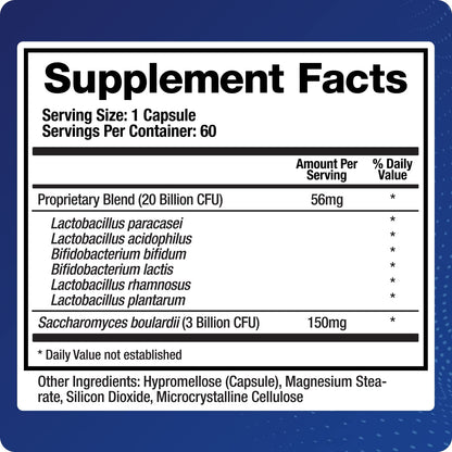 BioMatrix Saccharomyces boulardii Probiotic Supplement w/L. paracasei, L. rhamnosus, Bifidobacterium, Acidophilus – Prebiotic Complement – Temp-Stable, 30-60 Day Supply - dailyvitalstore