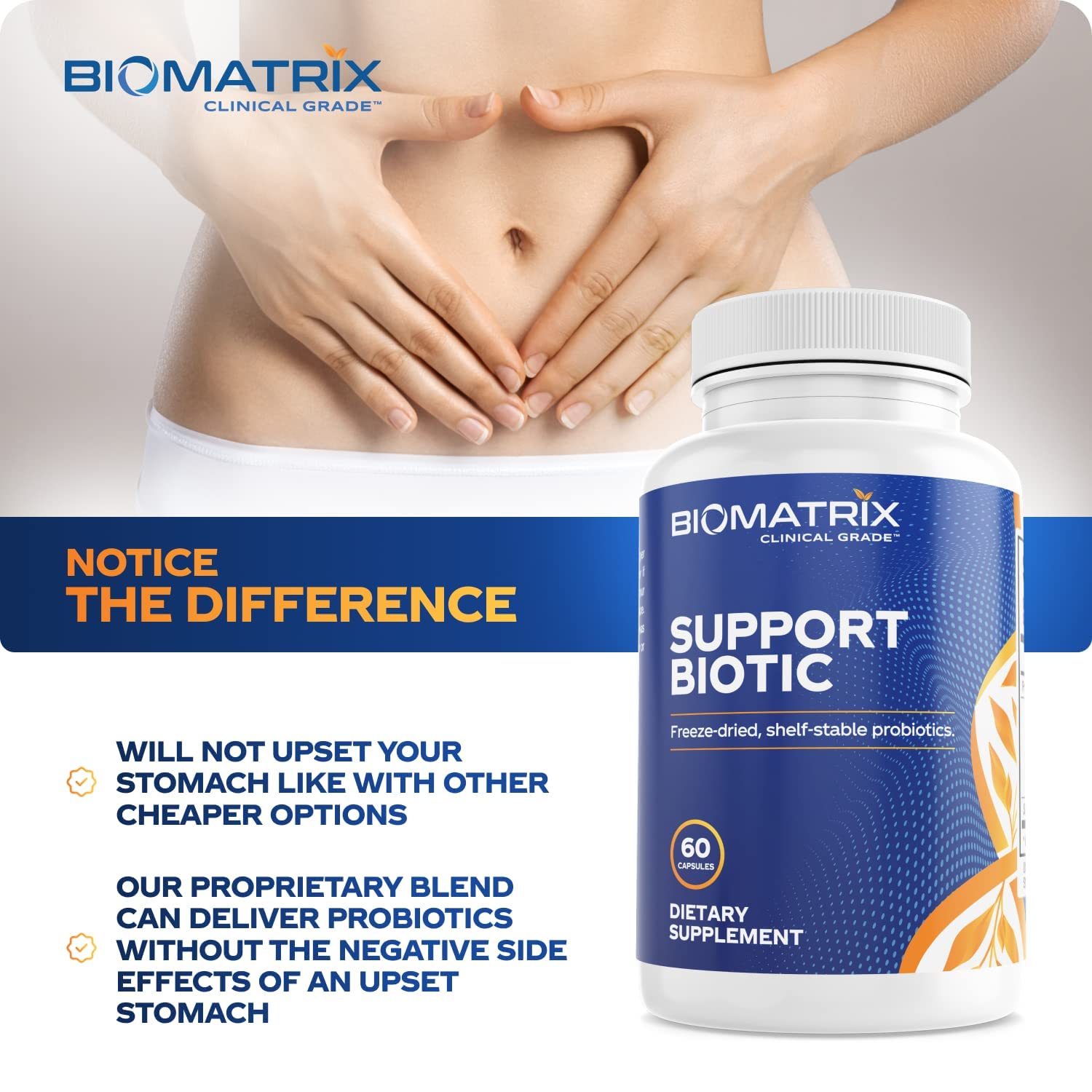 BioMatrix Saccharomyces boulardii Probiotic Supplement w/L. paracasei, L. rhamnosus, Bifidobacterium, Acidophilus – Prebiotic Complement – Temp-Stable, 30-60 Day Supply - dailyvitalstore