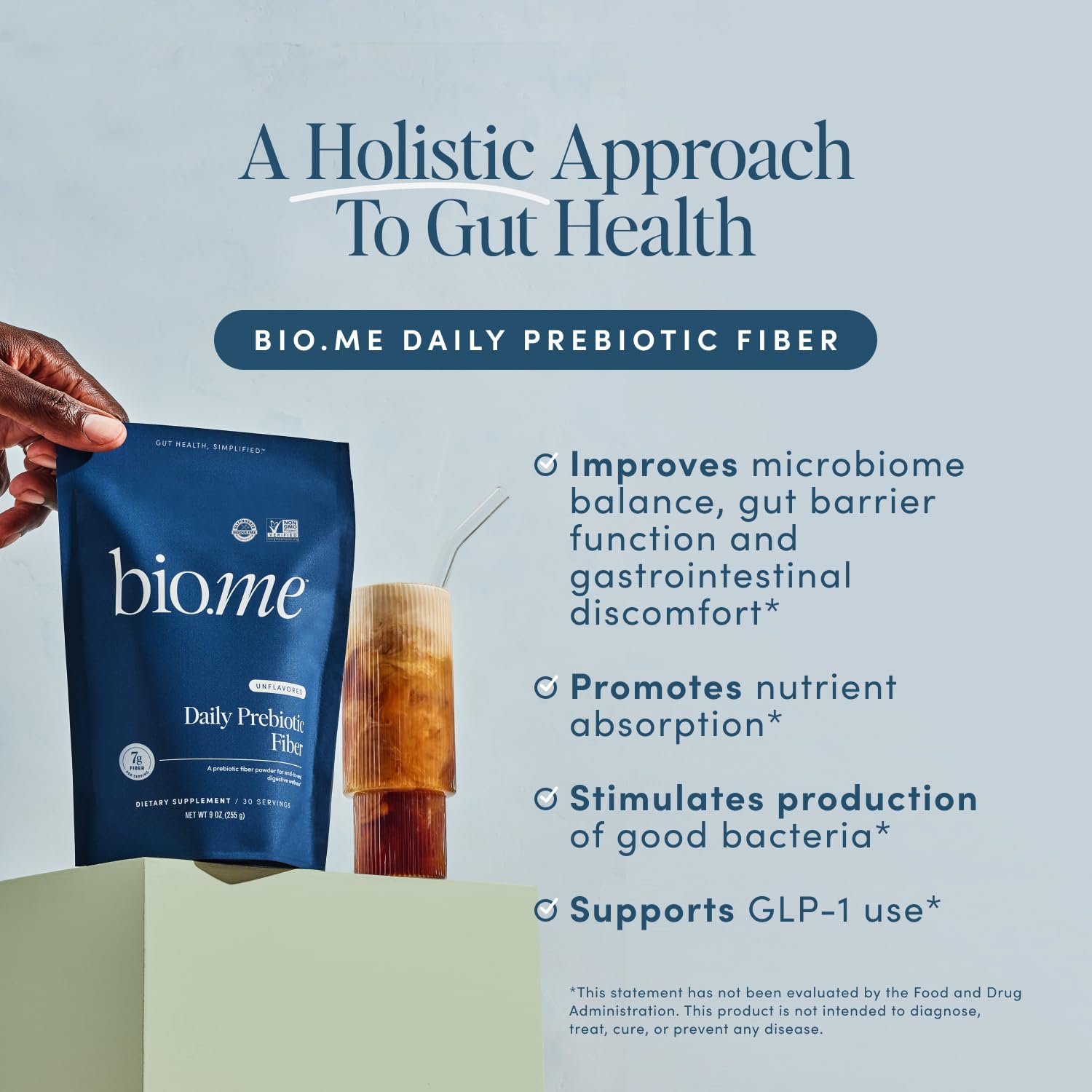 Bio.me Daily Prebiotic Fiber Powder Unflavored - 7g Per Serving - Soluble & Insoluble Fiber Supplement Powder for Women & Men - Digestive Health & Gut Health - dailyvitalstore