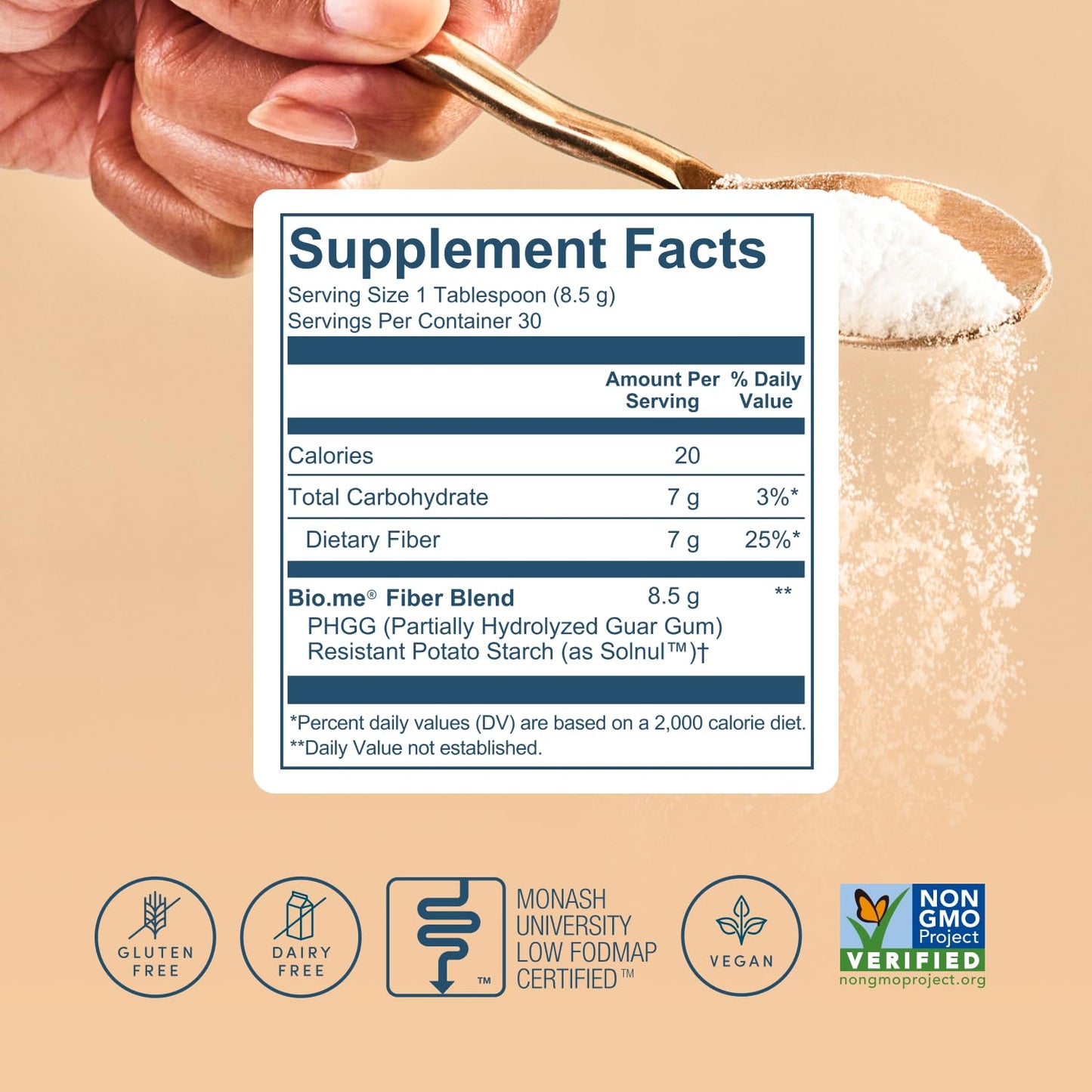 Bio.me Daily Prebiotic Fiber Powder Unflavored - 7g Per Serving - Soluble & Insoluble Fiber Supplement Powder for Women & Men - Digestive Health & Gut Health - dailyvitalstore