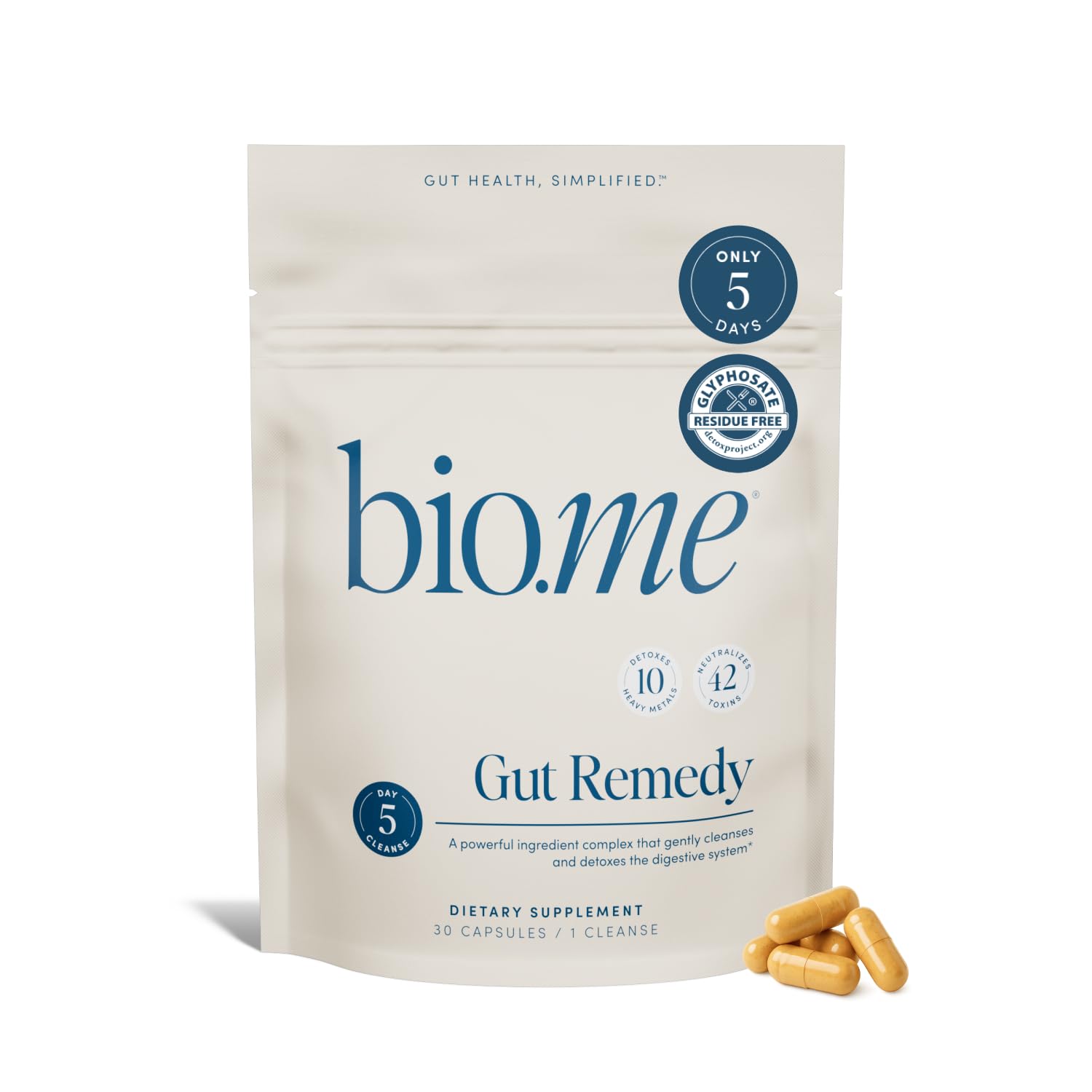 Biome Gut Remedy Capsules (5 Day Cleanse, 1 Round, 30 Capsules) Gut Reset with Magnesium Citrate, Berberine, Immunolin, L-Glutamine - Reset Digestive System - dailyvitalstore