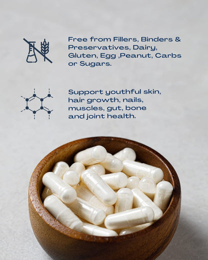BioOptimal Collagen Peptides Capsules - Grass-Fed, Pasture-Raised Hydrolyzed Protein S]n-GMO, Zero Sugar Daily Pills for Men & Women (180 Capsules) - dailyvitalstore
