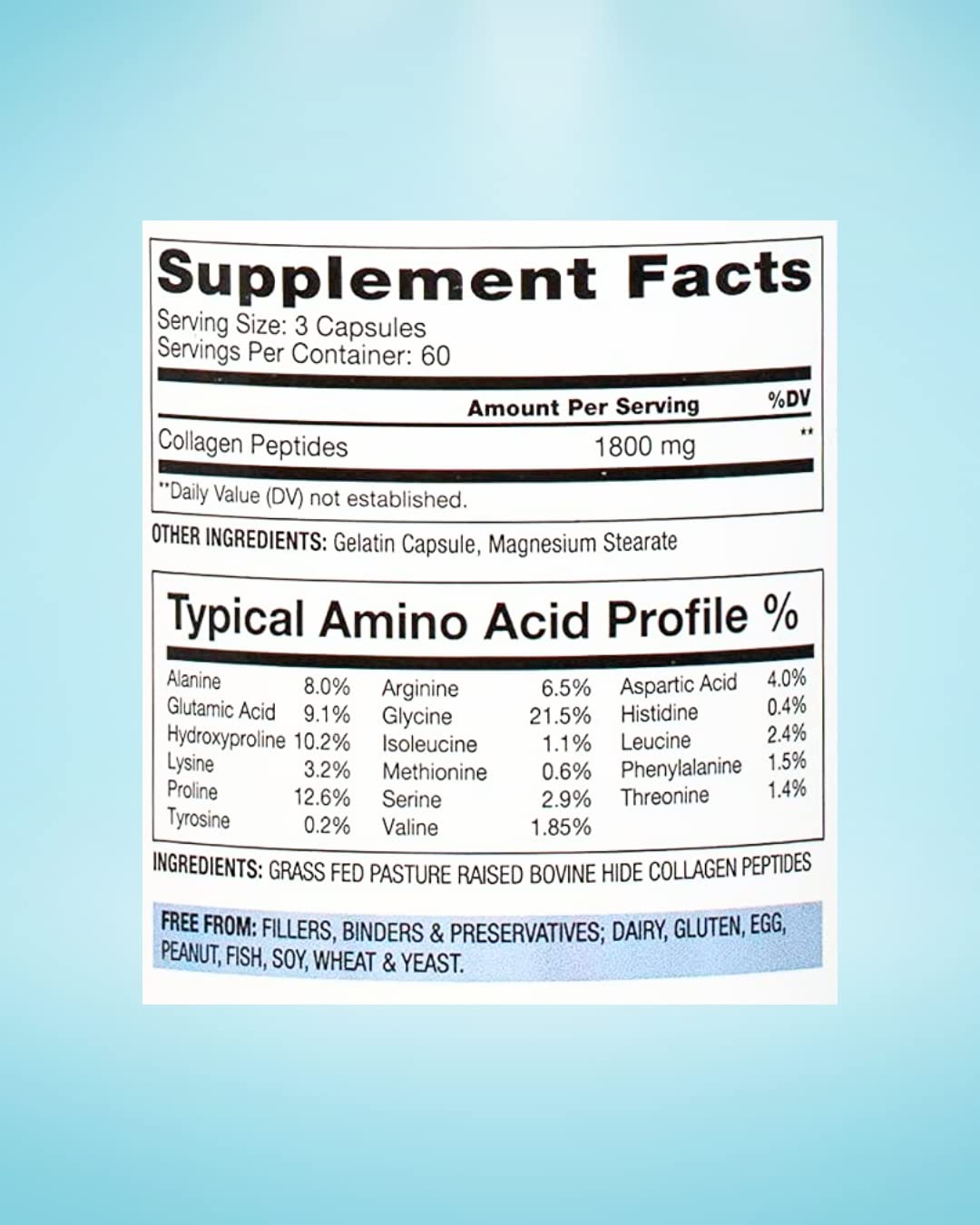 BioOptimal Collagen Peptides Capsules - Grass-Fed, Pasture-Raised Hydrolyzed Protein S]n-GMO, Zero Sugar Daily Pills for Men & Women (180 Capsules) - dailyvitalstore