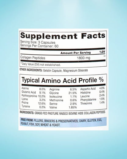 BioOptimal Collagen Peptides Capsules - Grass-Fed, Pasture-Raised Hydrolyzed Protein S]n-GMO, Zero Sugar Daily Pills for Men & Women (180 Capsules) - dailyvitalstore