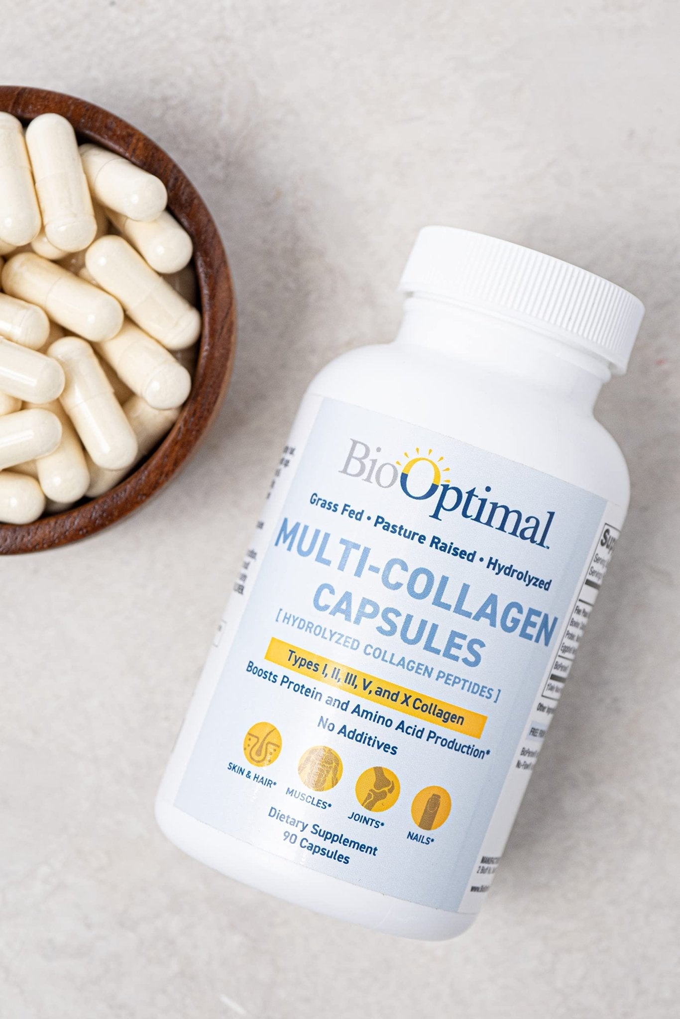 BioOptimal Multi-Collagen Supplement Capsules, Types I, II, III, V, & X Collagen, 90 Capsules - dailyvitalstore