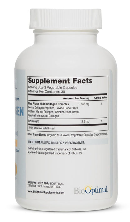 BioOptimal Multi-Collagen Supplement Capsules, Types I, II, III, V, & X Collagen, 90 Capsules - dailyvitalstore