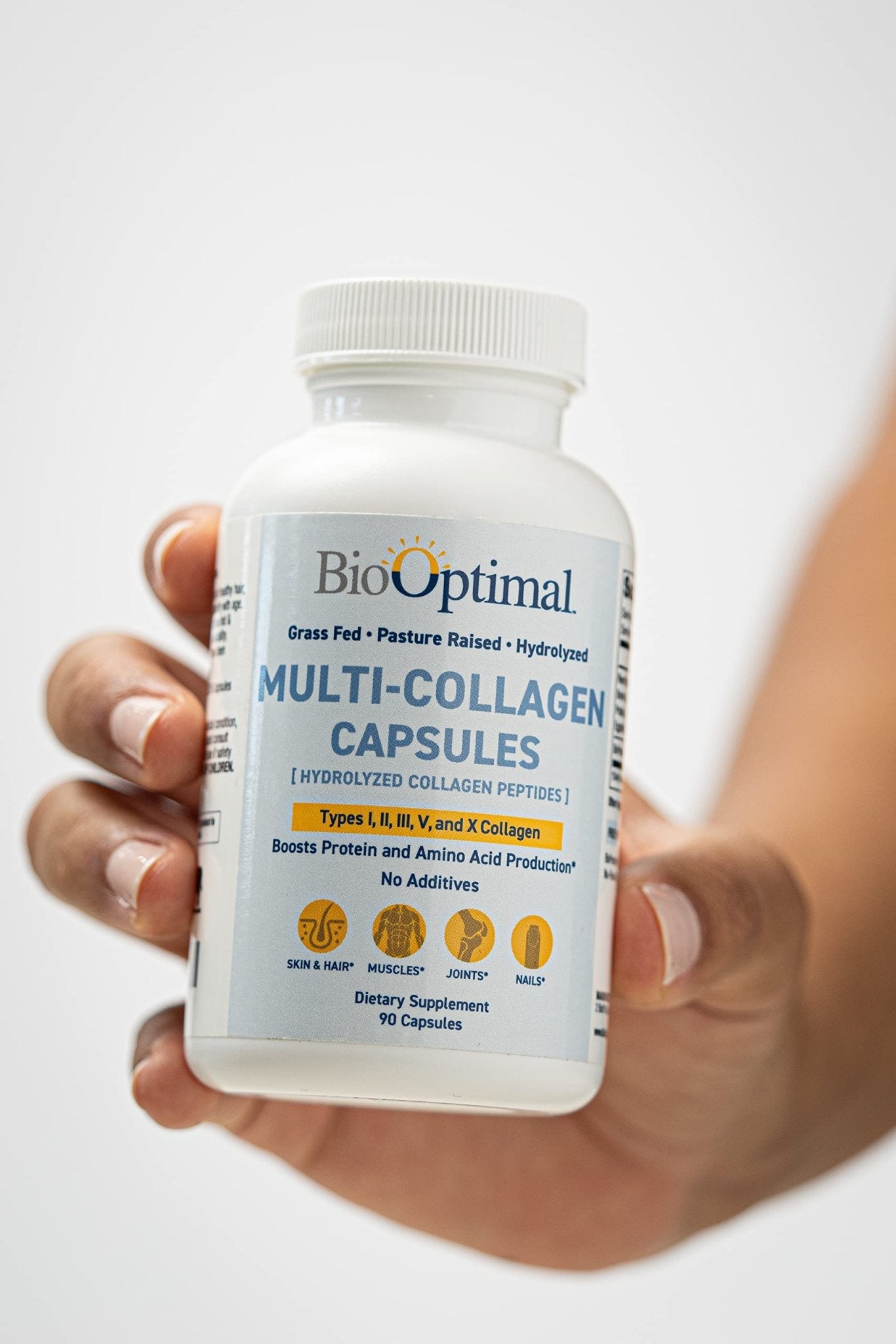BioOptimal Multi-Collagen Supplement Capsules, Types I, II, III, V, & X Collagen, 90 Capsules - dailyvitalstore