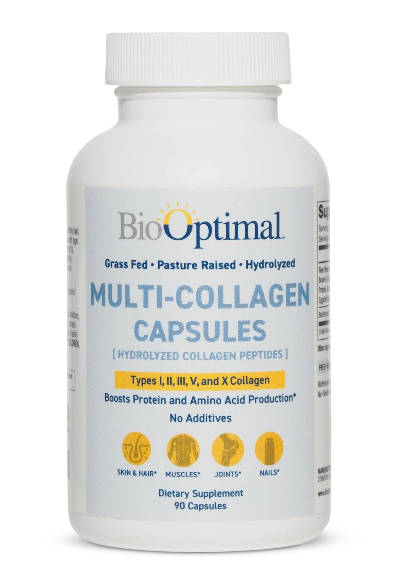 BioOptimal Multi-Collagen Supplement Capsules, Types I, II, III, V, & X Collagen, 90 Capsules - dailyvitalstore