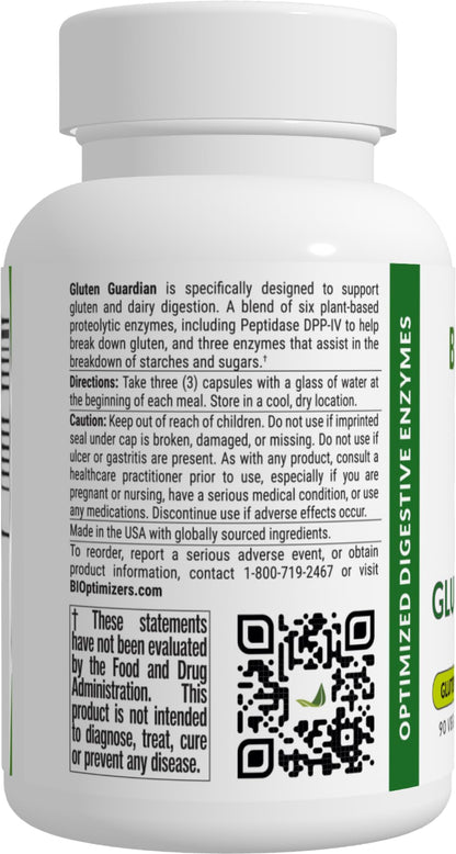 BIOptimizers Gluten Guardian 3.0 - Enzyme Supplement with DPP-IV to Support Gluten Digestion – May Help Prevent Bloating, - dailyvitalstore