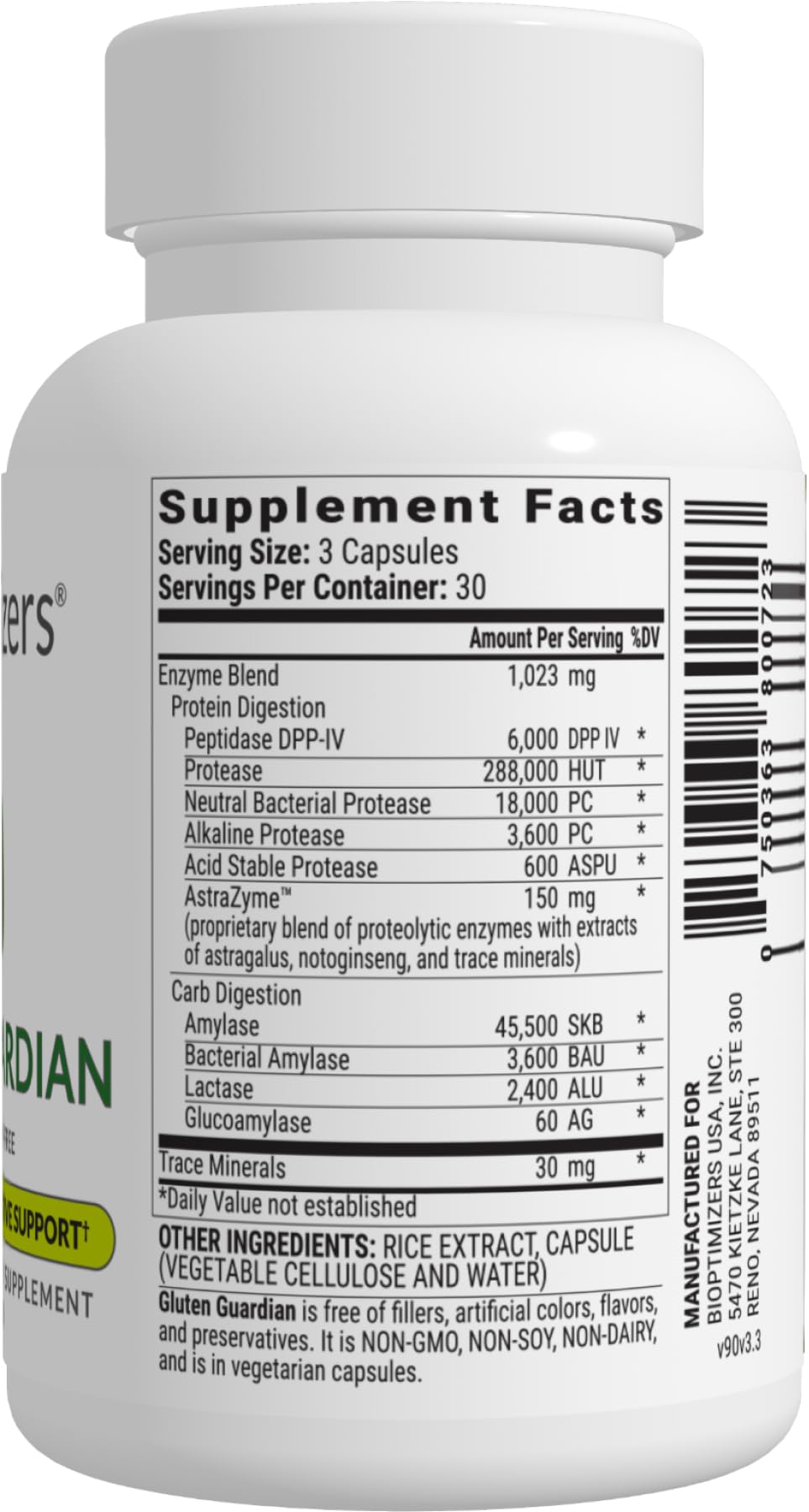 BIOptimizers Gluten Guardian 3.0 - Enzyme Supplement with DPP-IV to Support Gluten Digestion – May Help Prevent Bloating, - dailyvitalstore