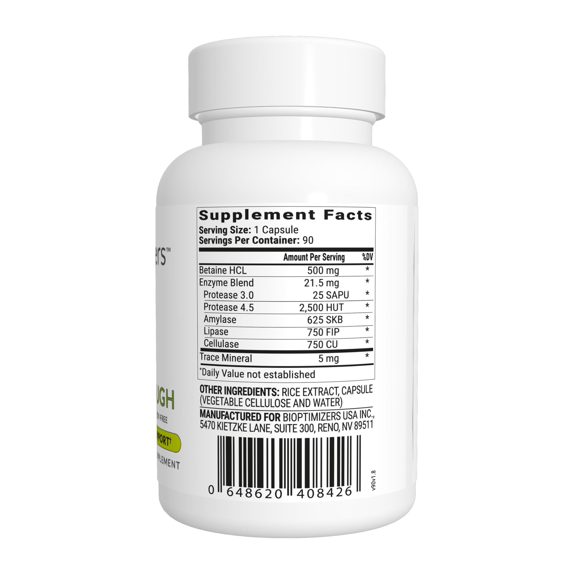 BIOptimizers HCL Breakthrough - Betaine Hydrochloride Enzymes Supplement - Assists with Protein Breakdown and Absorption - Helps Gas and Heartburn Relief - dailyvitalstore
