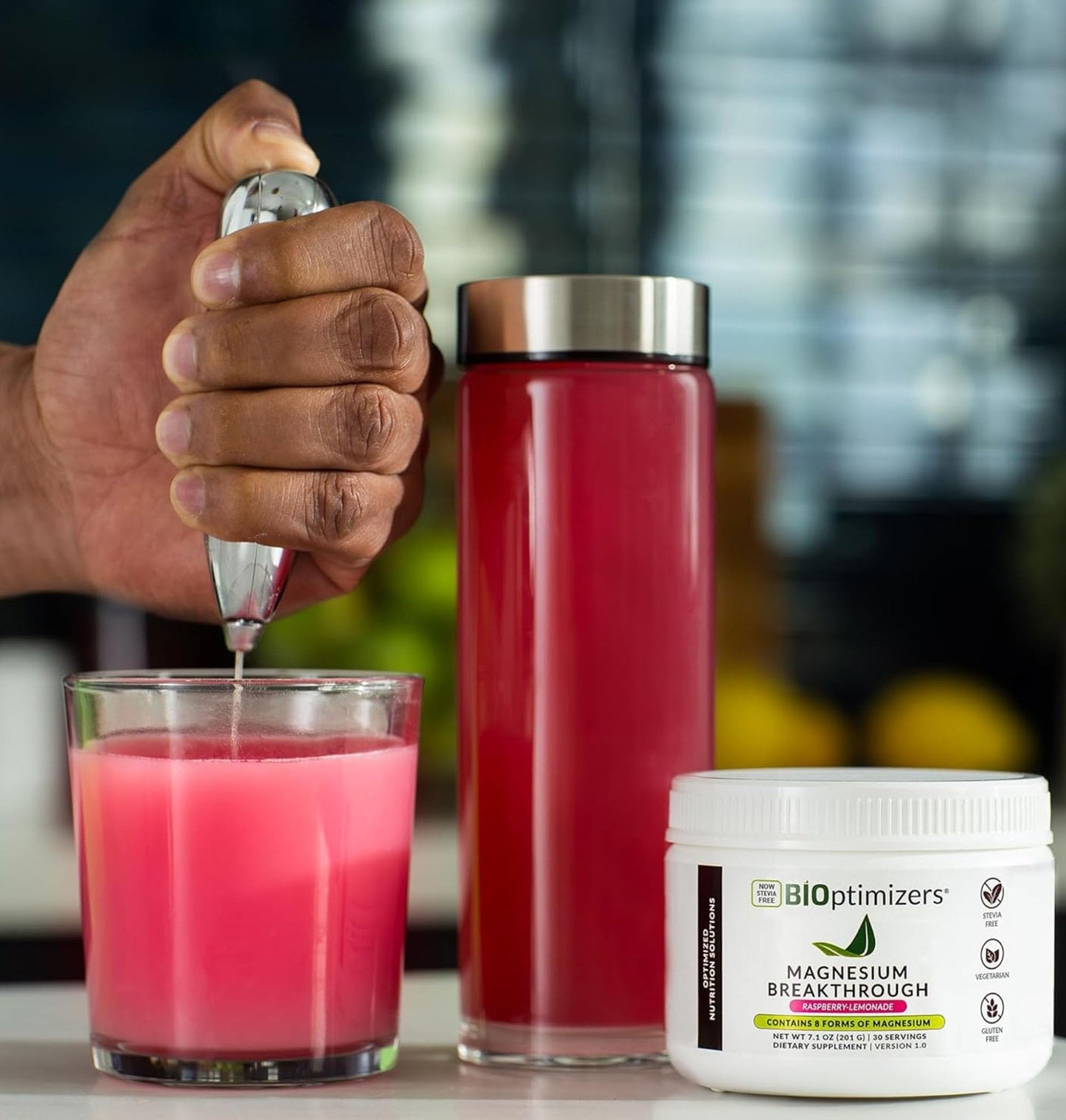 BIOptimizers Magnesium Breakthrough Drink - 8 Forms of Magnesium, Electrolytes, Sleep Health, Stress, Muscle Recovery, Heart Support | Glycinate, Citrate, Malate- Raspberry Lemon - dailyvitalstore