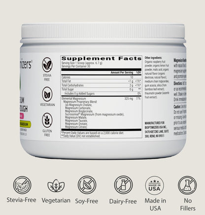 BIOptimizers Magnesium Breakthrough Drink - 8 Forms of Magnesium, Electrolytes, Sleep Health, Stress, Muscle Recovery, Heart Support | Glycinate, Citrate, Malate- Raspberry Lemon - dailyvitalstore