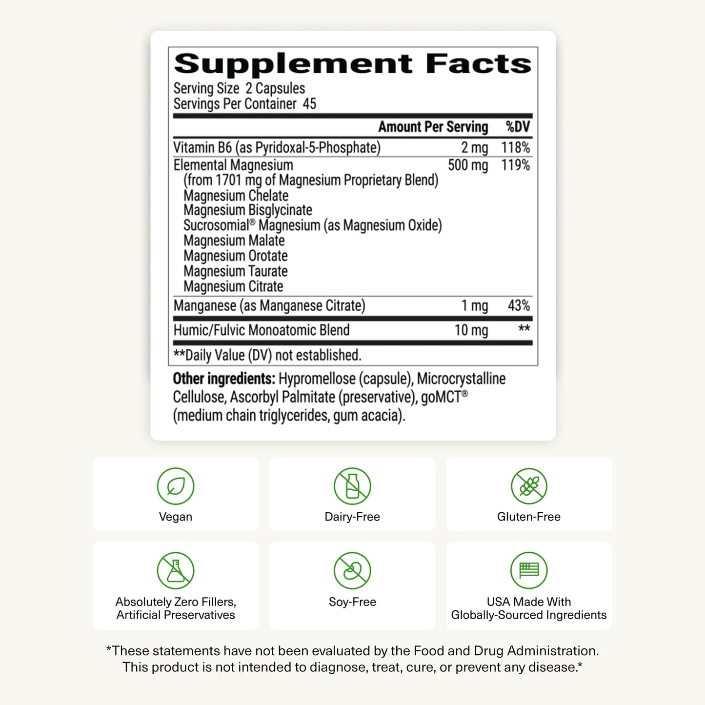 BIOptimizers Magnesium Breakthrough Supplement with 500mg - 7 Forms of Magnesium: Glycinate, Malate, Citrate, and More - Natural Support for Sleep and Cognitive Function -90 Capsules- Calming Vitamins - dailyvitalstore
