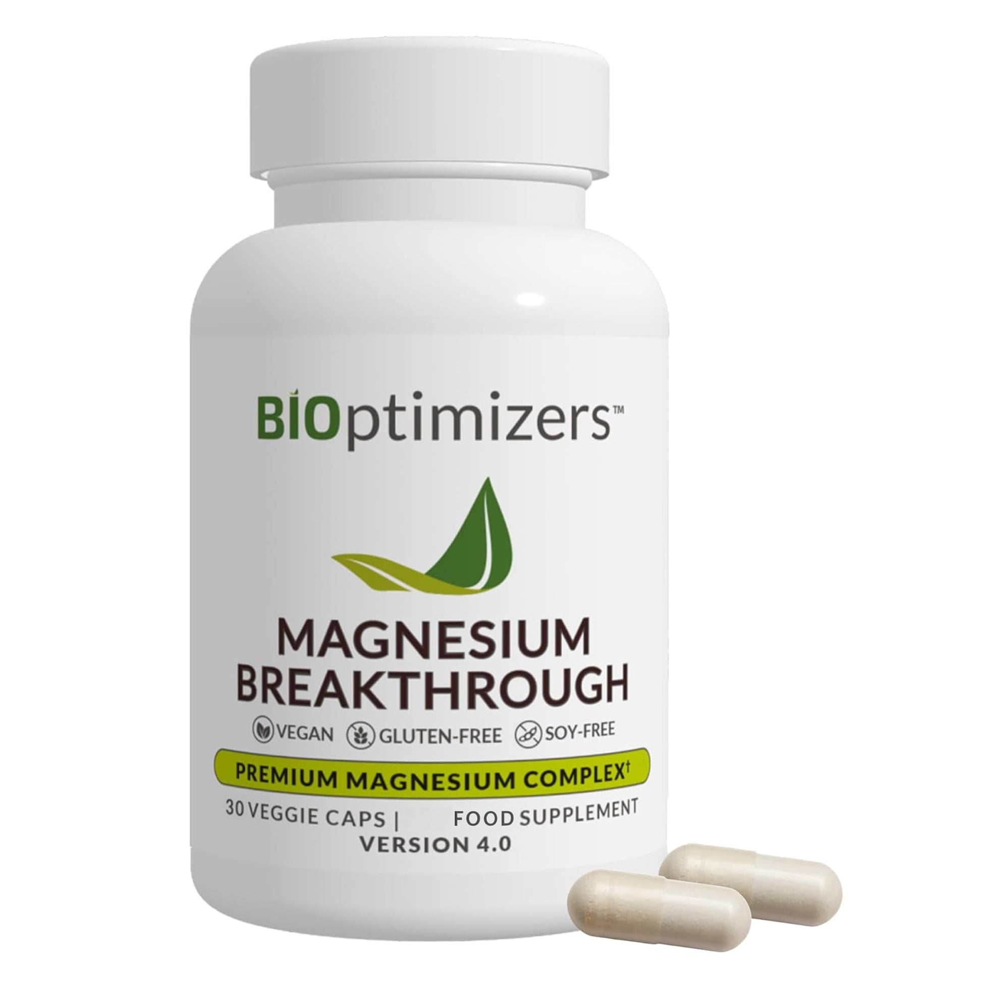 BIOptimizers Magnesium Breakthrough Supplement with 500mg - 7 Forms of Magnesium: Glycinate, Malate, Citrate, and More - Natural Support for Sleep and Cognitive Function -30 Capsules- Calming Vitamins - dailyvitalstore