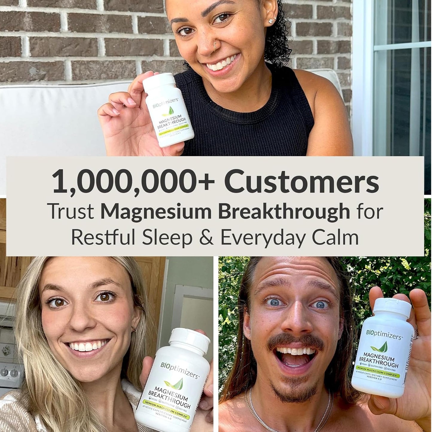 BIOptimizers Magnesium Breakthrough Supplement with 500mg - 7 Forms of Magnesium: Glycinate, Malate, Citrate, and More - Natural Support for Sleep and Cognitive Function -30 Capsules- Calming Vitamins - dailyvitalstore