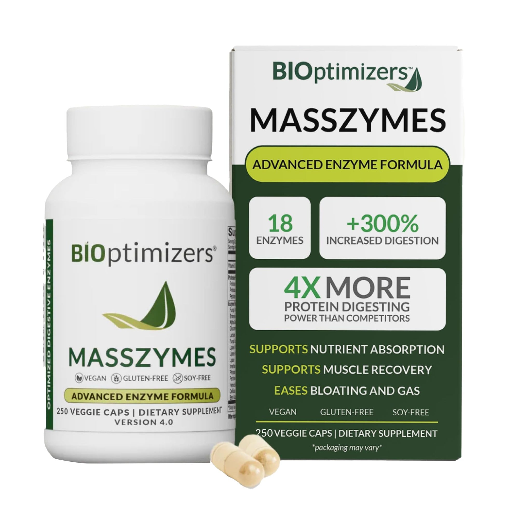 BiOptimizers MassZymes - Complete Digestive Enzymes Supplement for Gut Health - Bloating Relief for Men and Women - Lipase Amylase Bromelain - dailyvitalstore