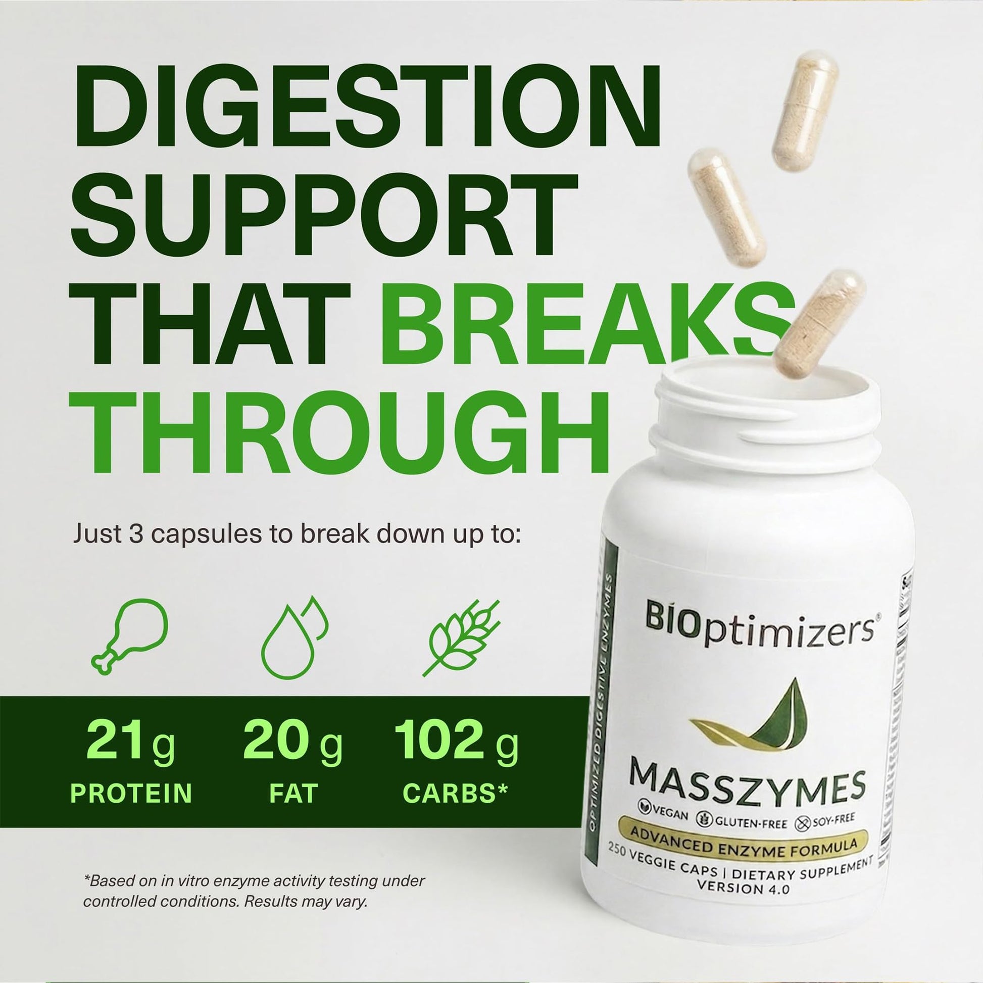 BiOptimizers MassZymes - Complete Digestive Enzymes Supplement for Gut Health - Bloating Relief for Men and Women - Lipase Amylase Bromelain - dailyvitalstore