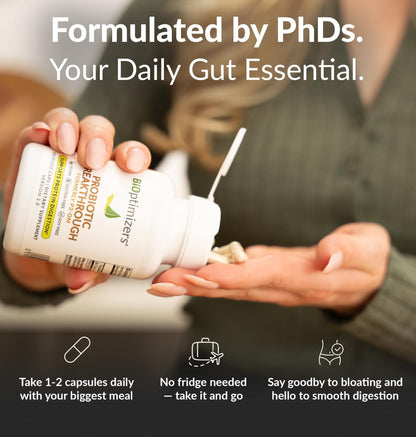BIOptimizers Probiotic Breakthrough – Lactobacillus Plantarum OM Probiotics & Prebiotics Health Supplement for Gut, Digestive & Immune Support Probiotics - dailyvitalstore