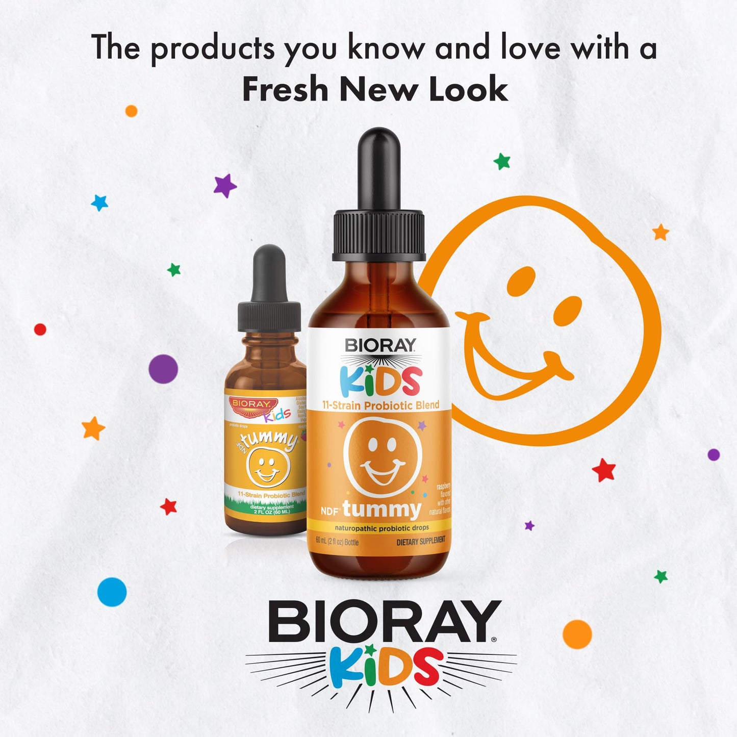 BIORAY Kids NDF Tummy, Raspberry - 4 fl oz (120 mL) - 11-Strain Probiotic Blend - Supports the Immune Response in the GI Tract - Non-GMO, Vegan, Gluten Free - Approx. 120 Servings - dailyvitalstore