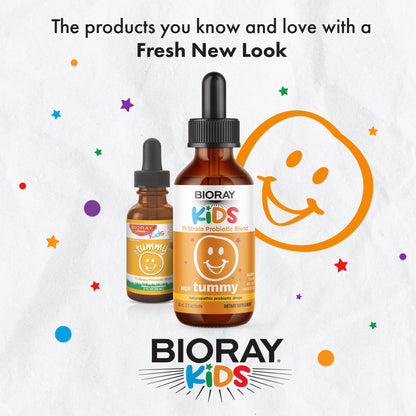 BIORAY Kids NDF Tummy, Raspberry - 4 fl oz (120 mL) - 11-Strain Probiotic Blend - Supports the Immune Response in the GI Tract - Non-GMO, Vegan, Gluten Free - Approx. 120 Servings - dailyvitalstore