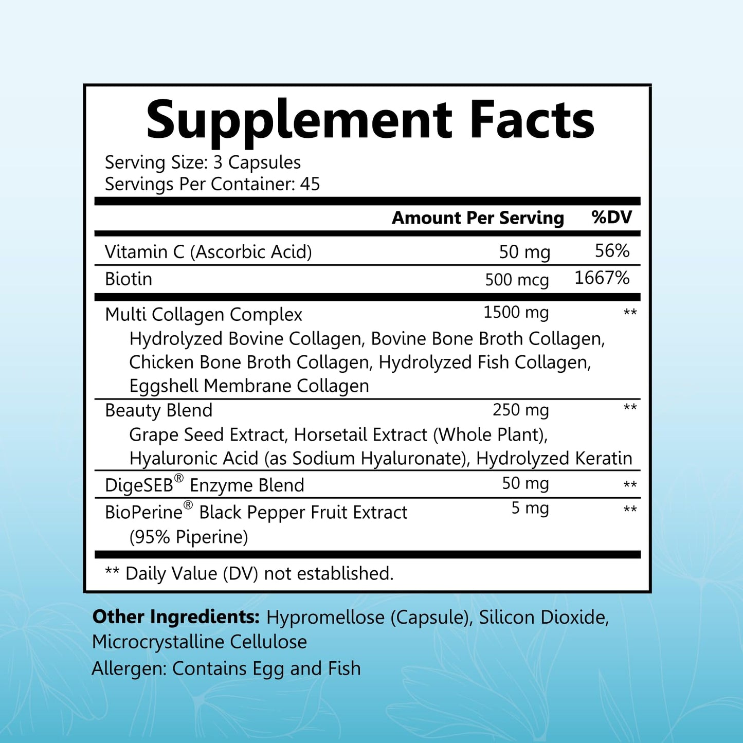 BioSchwartz Hydrolyzed Collagen Peptide Capsules - Multi Collagen Supplements for Women Types I, II, III, V, X with Vitamin C, Biotin, - dailyvitalstore