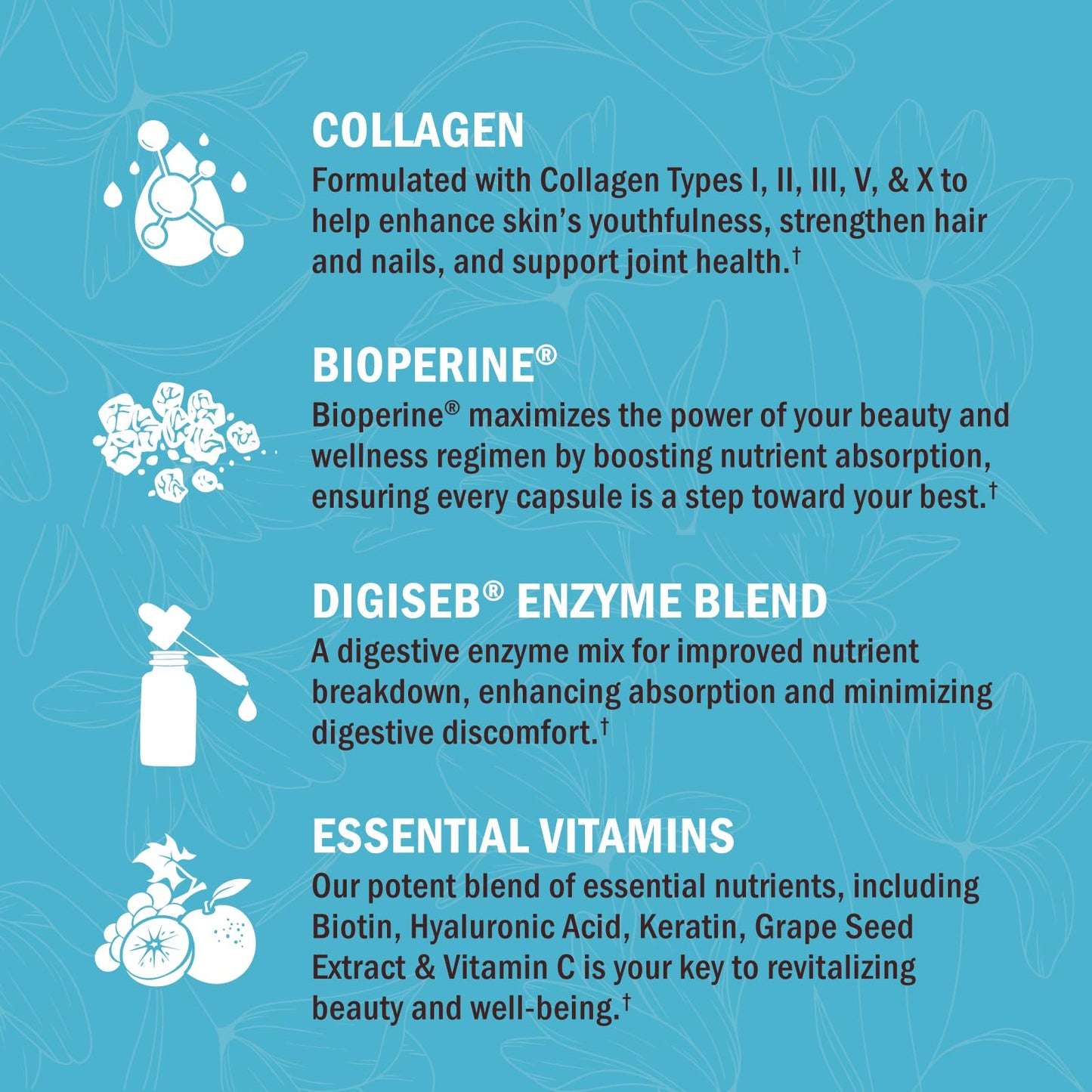 BioSchwartz Hydrolyzed Collagen Peptide Capsules - Multi Collagen Supplements for Women Types I, II, III, V, X with Vitamin C, Biotin, - dailyvitalstore