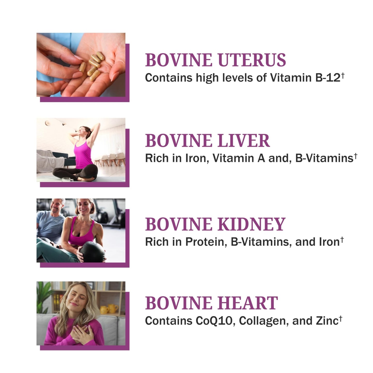 BioSchwartz Primal Beef Organ Supplement for Women - 60 Capsules - Grass-Fed & Pasture-Raised - Supports Healthy Hair Skin and Nails, Hormone Balance - with Bovine Liver, Kidney, Heart, Uterus Powder - dailyvitalstore