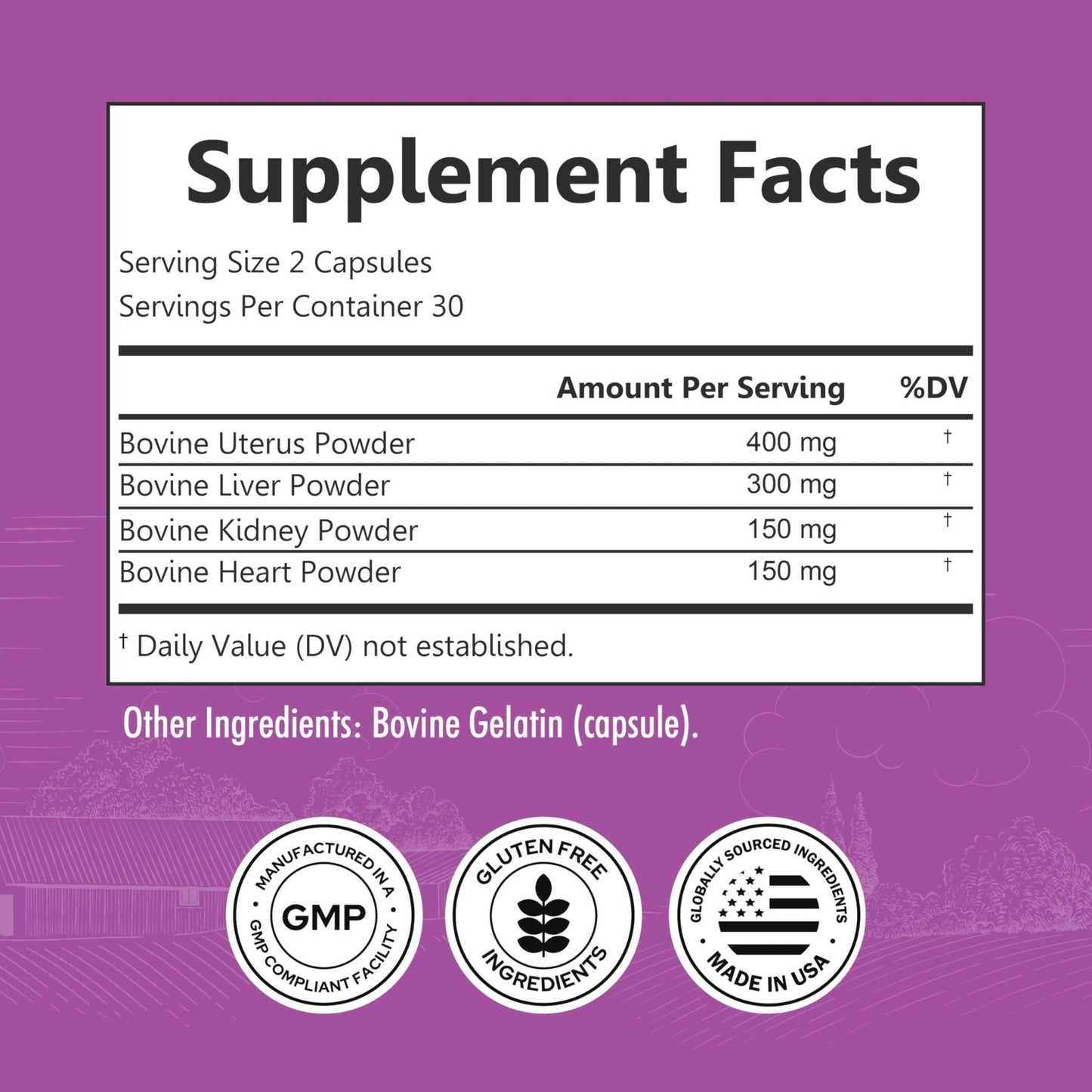 BioSchwartz Primal Beef Organ Supplement for Women - 60 Capsules - Grass-Fed & Pasture-Raised - Supports Healthy Hair Skin and Nails, Hormone Balance - with Bovine Liver, Kidney, Heart, Uterus Powder - dailyvitalstore