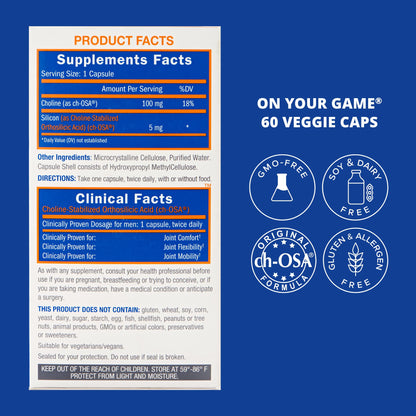 Biosil On Your Game - 60 Veggie Capsules, Pack of 2 - with Patented ch-OSA Complex - Increase Collagen Production for Joint Pain Relief, Flexibility & Range of Motion - GMO Free - 60-Day Supply - dailyvitalstore