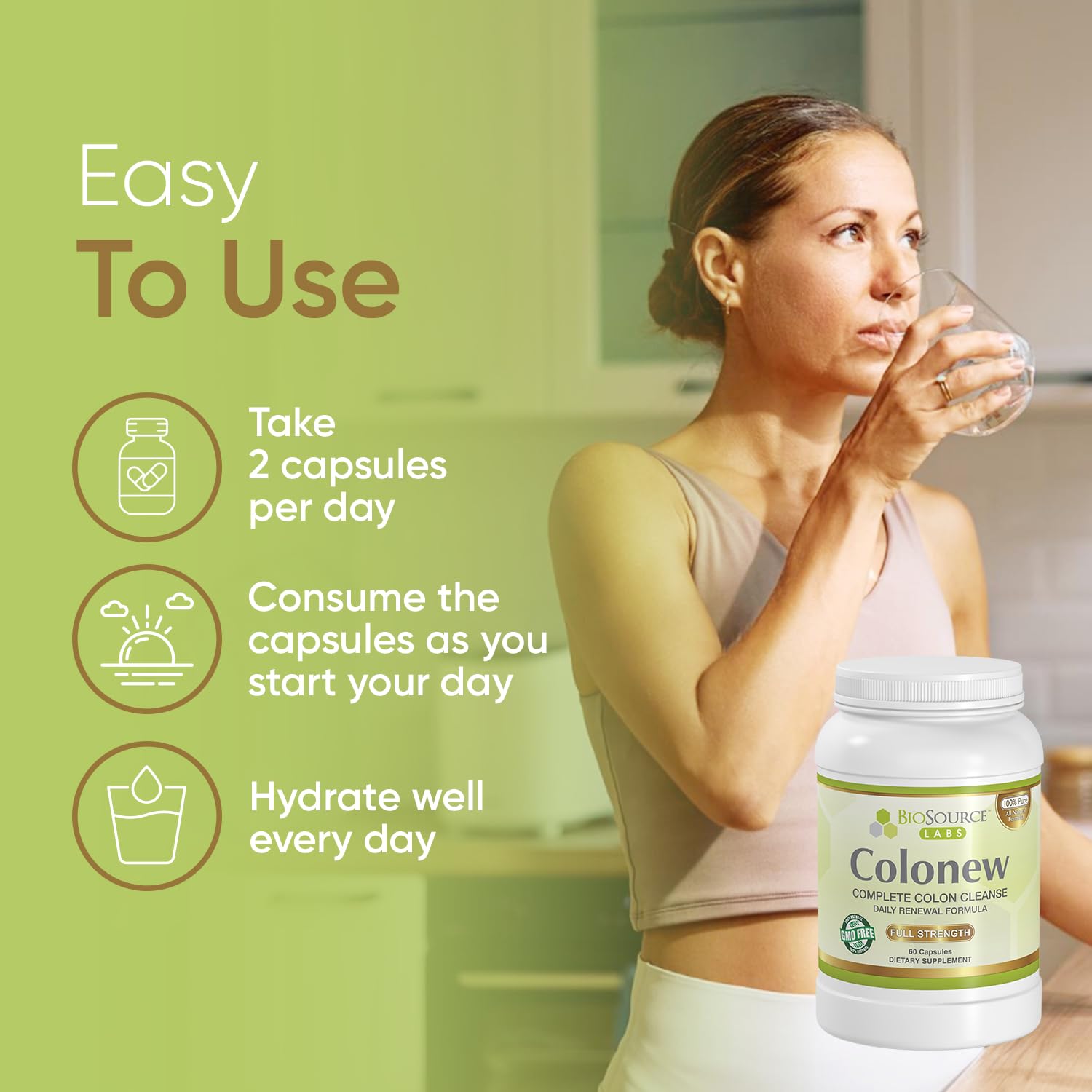 BioSource Labs Colonew Complete Colon Cleanse Natural Detox Supplement for Daily Digestive Health, Renewal Formula – (60 Capsules) - dailyvitalstore