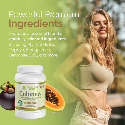 BioSource Labs Colonew Complete Colon Cleanse Natural Detox Supplement for Daily Digestive Health, Renewal Formula – (60 Capsules) - dailyvitalstore
