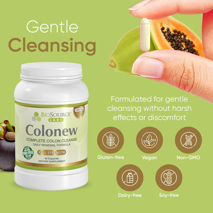 BioSource Labs Colonew Complete Colon Cleanse Natural Detox Supplement for Daily Digestive Health, Renewal Formula – (60 Capsules) - dailyvitalstore