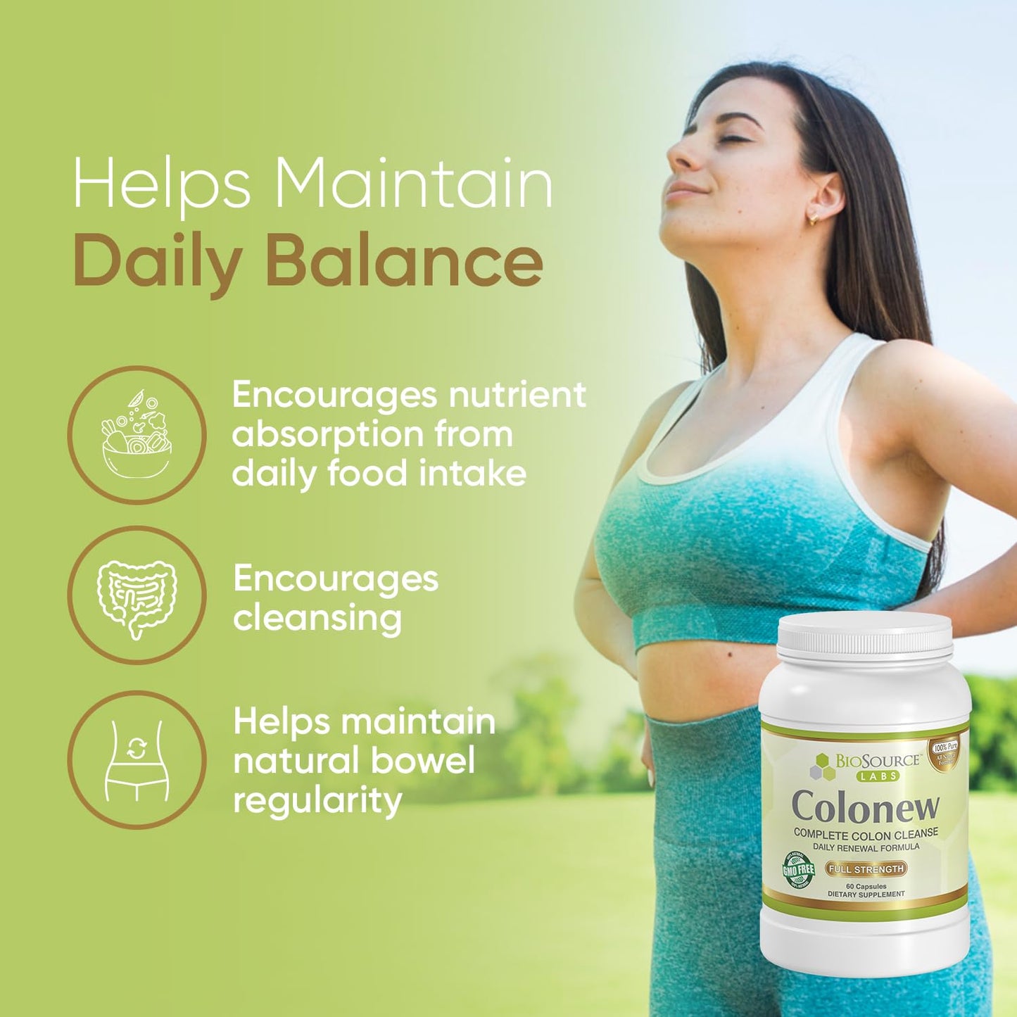 BioSource Labs Colonew Complete Colon Cleanse Natural Detox Supplement for Daily Digestive Health, Renewal Formula – (60 Capsules) - dailyvitalstore