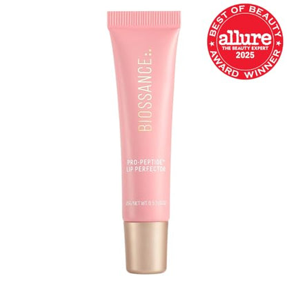 Biossance Pro-Peptide Lip Perfector – Triple-Treat Vegan Lip Balm – Deeply Hydrating with Pro-Peptides & Hyaluronic Acid – Enhances Natural Lip Color – Silky, Glossy Finish in Blush Quartz, Pink - dailyvitalstore