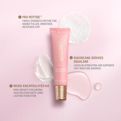 Biossance Pro-Peptide Lip Perfector – Triple-Treat Vegan Lip Balm – Deeply Hydrating with Pro-Peptides & Hyaluronic Acid – Enhances Natural Lip Color – Silky, Glossy Finish in Blush Quartz, Pink - dailyvitalstore