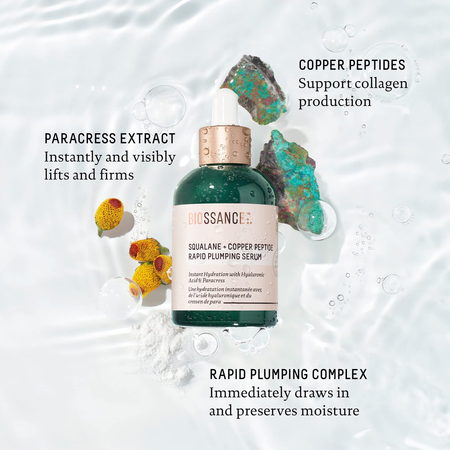 Biossance Squalane + Copper Peptide Rapid Plumping Serum - Face Serum for All Skin Types - Visibly Plumping + Firming Skin, Fine Lines + Wrinkles, - dailyvitalstore
