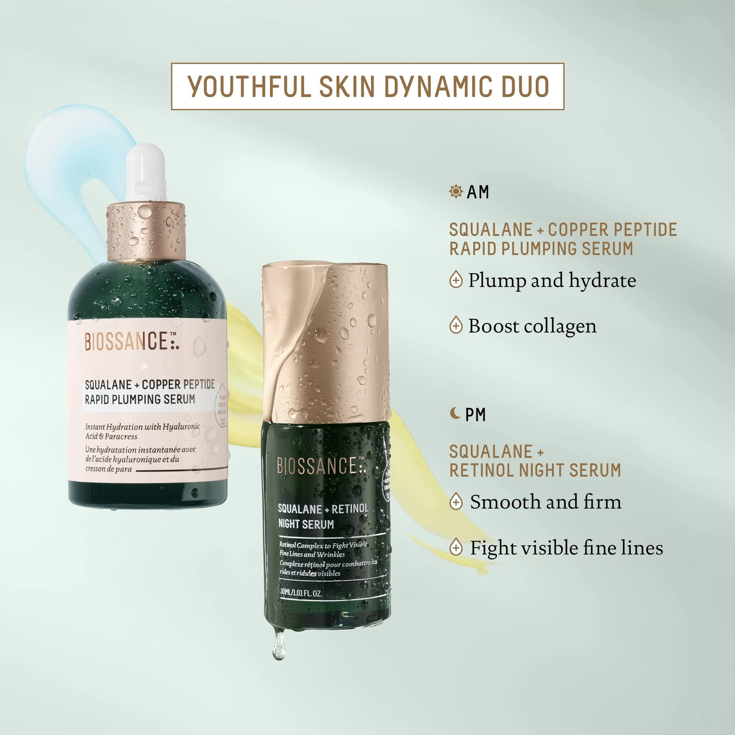 Biossance Squalane + Copper Peptide Rapid Plumping Serum - Face Serum for All Skin Types - Visibly Plumping + Firming Skin, Fine Lines + Wrinkles, - dailyvitalstore