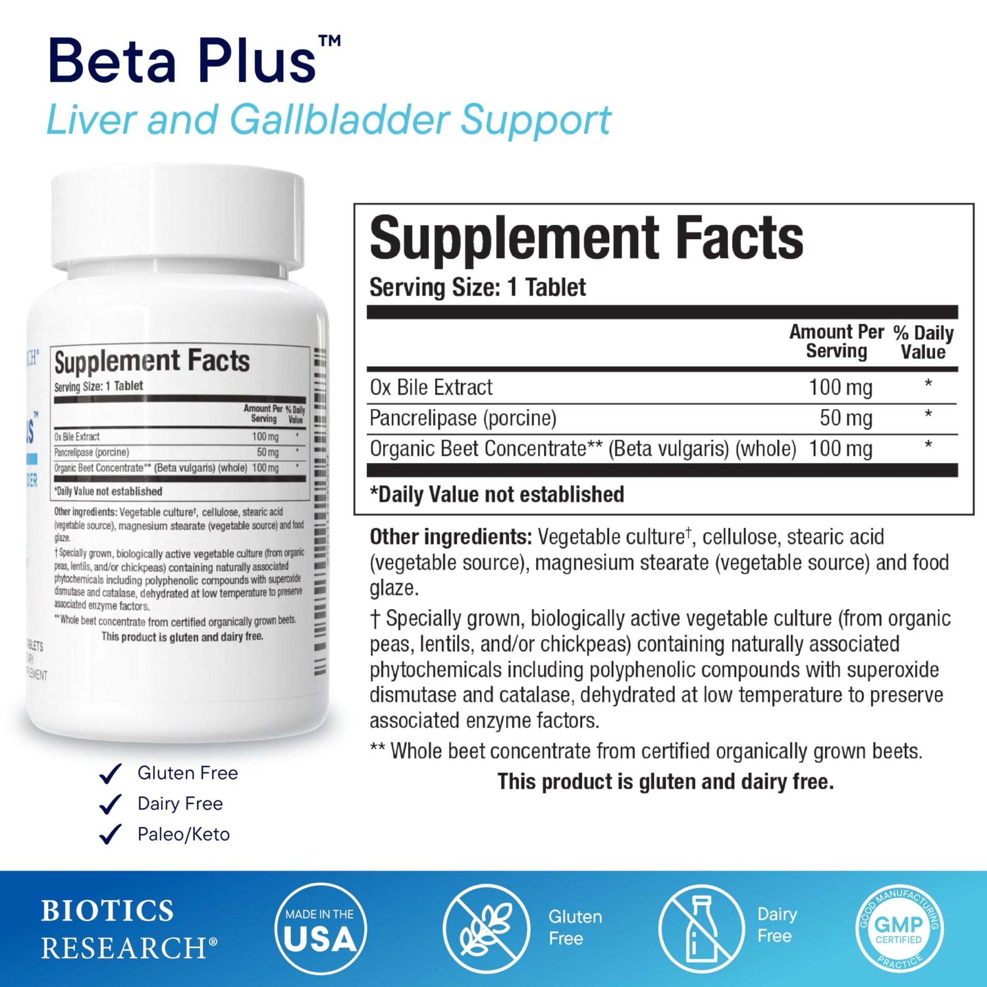 Biotics Research Beta-Plus™ Nutritional Ox Bile Salts Digestive Enzymes Supplement for Bile Production for No Gallbladder-Supports Overall Liver Function, - dailyvitalstore